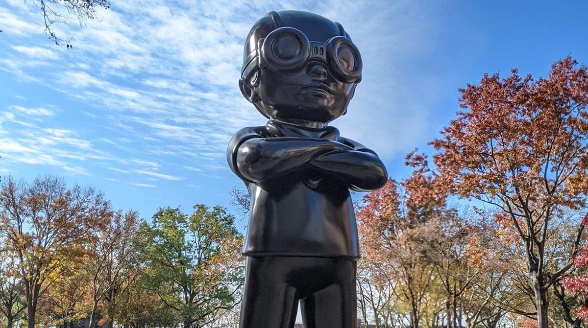 Hebru Brantley's Flyboy overlooks Battery Park in a towering example of an outdoor art exhibit