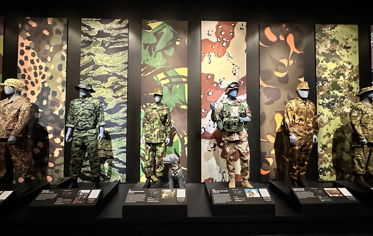 Military uniforms at the Spy Museum camouflage exhibit